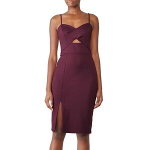 Shilla Illume Crossover Midi Dress L Large Aubergine Eggplant Wine Purple Midi